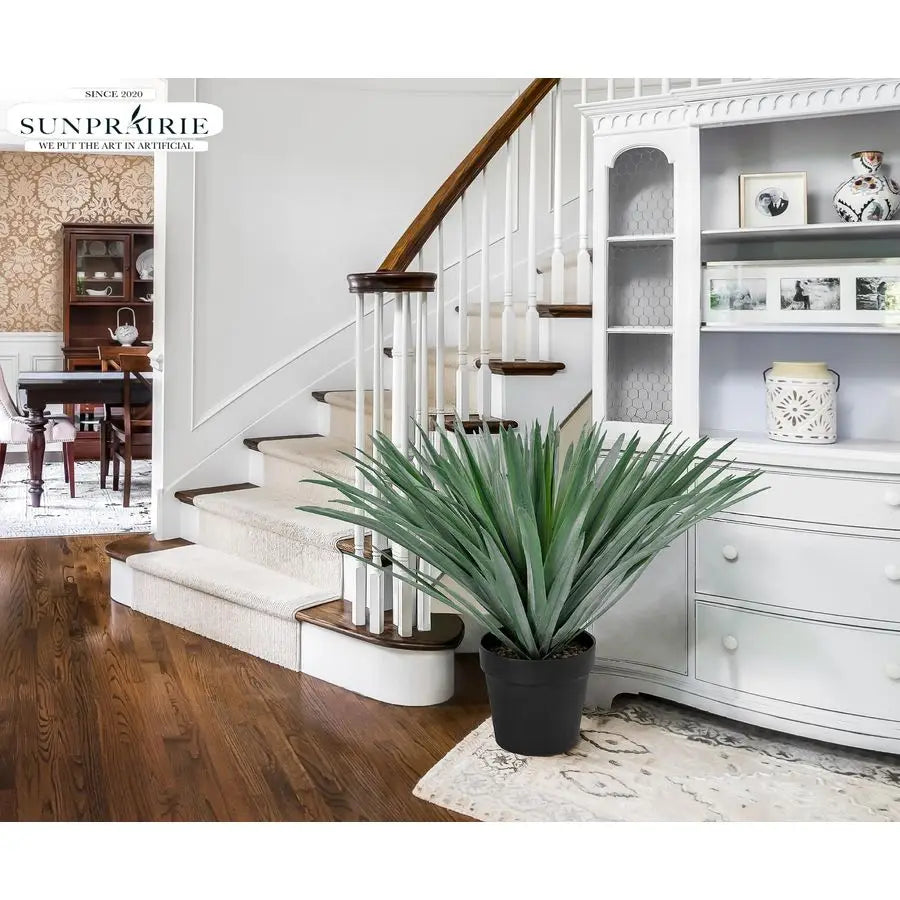 27 inches Tall Artificial Agave Plant in Black Pot with Real Stone Pebbles, 126 Realistic Leaves. Large Faux Plants Indoor and O