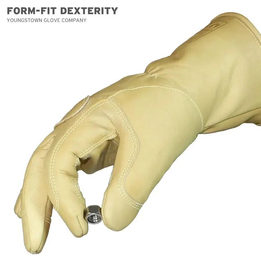 Glove FR Ultimate Leather Utility Winter Work Gloves Kevlar Lined Cut, Puncture, Flame Resistant, Arc Rated Tan, XLarge