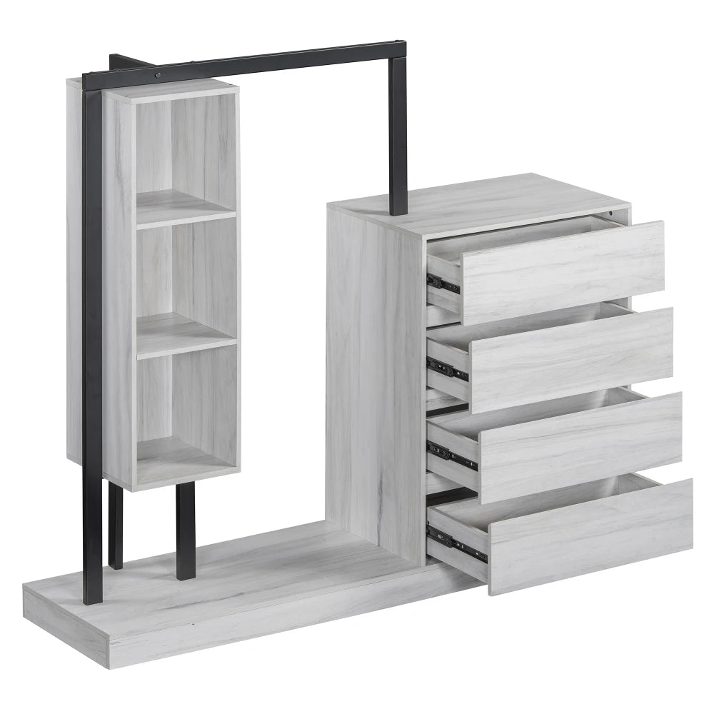 Wardrobe with 4 Drawers and 3 Shelves White