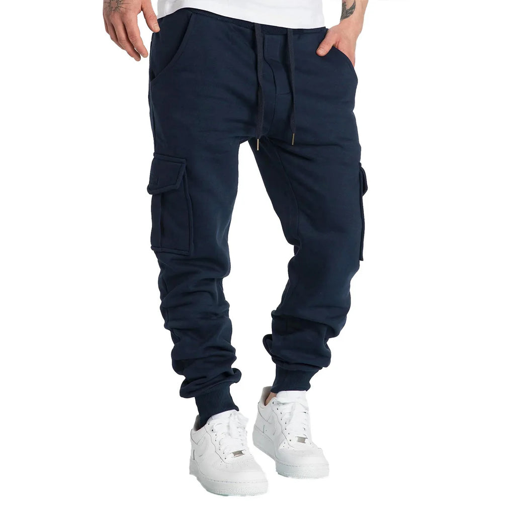 New Mens Sweatpants Straight Fit Joggers for Sports and Streetwear Loose Oversized Drawstring Long Pants Men Multi-pocket Pants