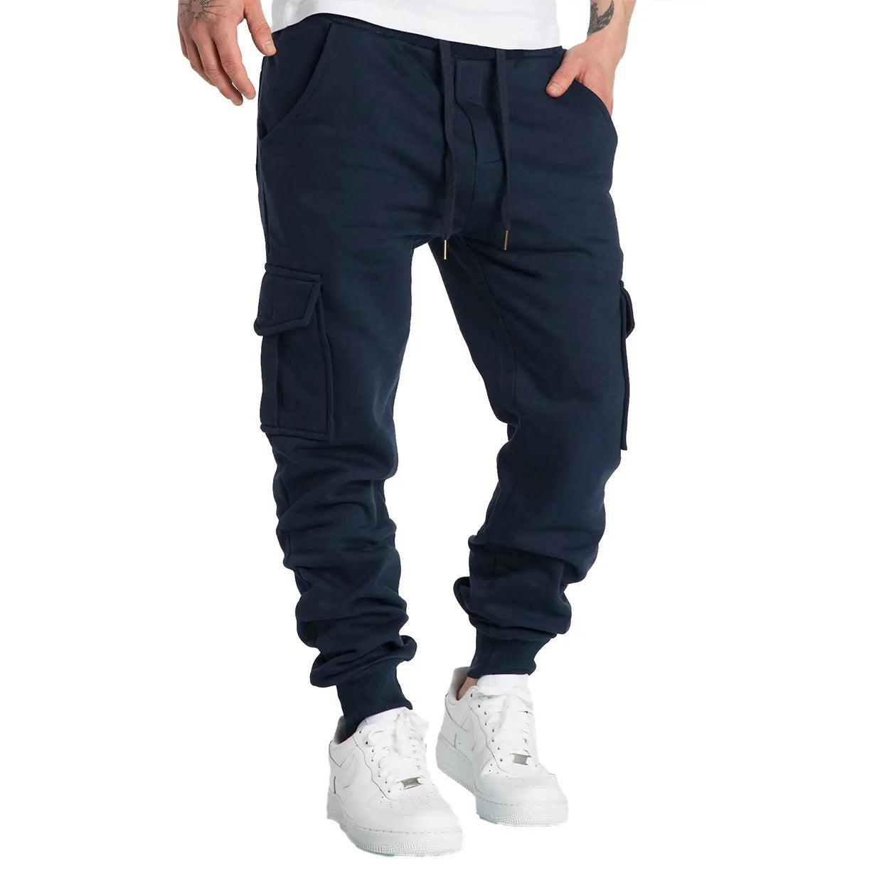 New Mens Sweatpants Straight Fit Joggers for Sports and Streetwear Loose Oversized Drawstring Long Pants Men Multi-pocket Pants