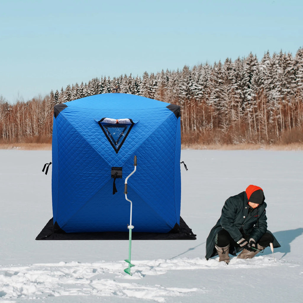 Ice Fishing Insulated Tent, 1-2 Person Shelter, Portable Thermal Tent with Built-In Storage, Warm & Windproof Camping Tent