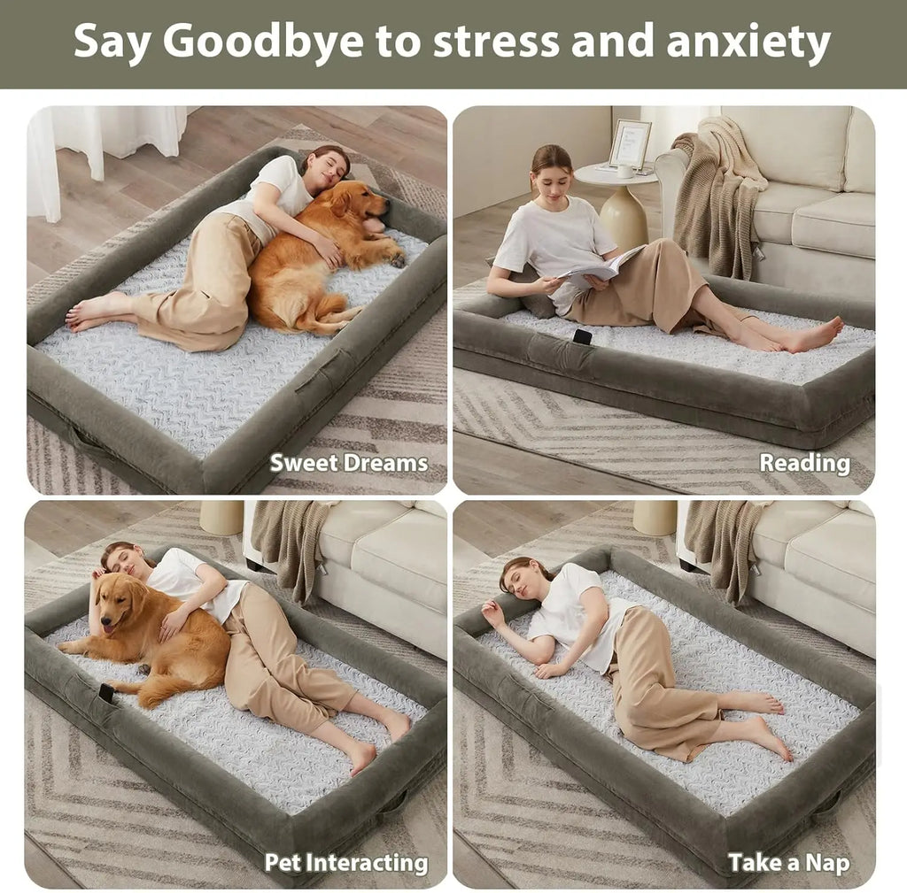 Washable Orthopedic Dog Bed for Large Dogs, Waterproof Pet Sofa with Removable Cover, Comfortable Sleeping Couch