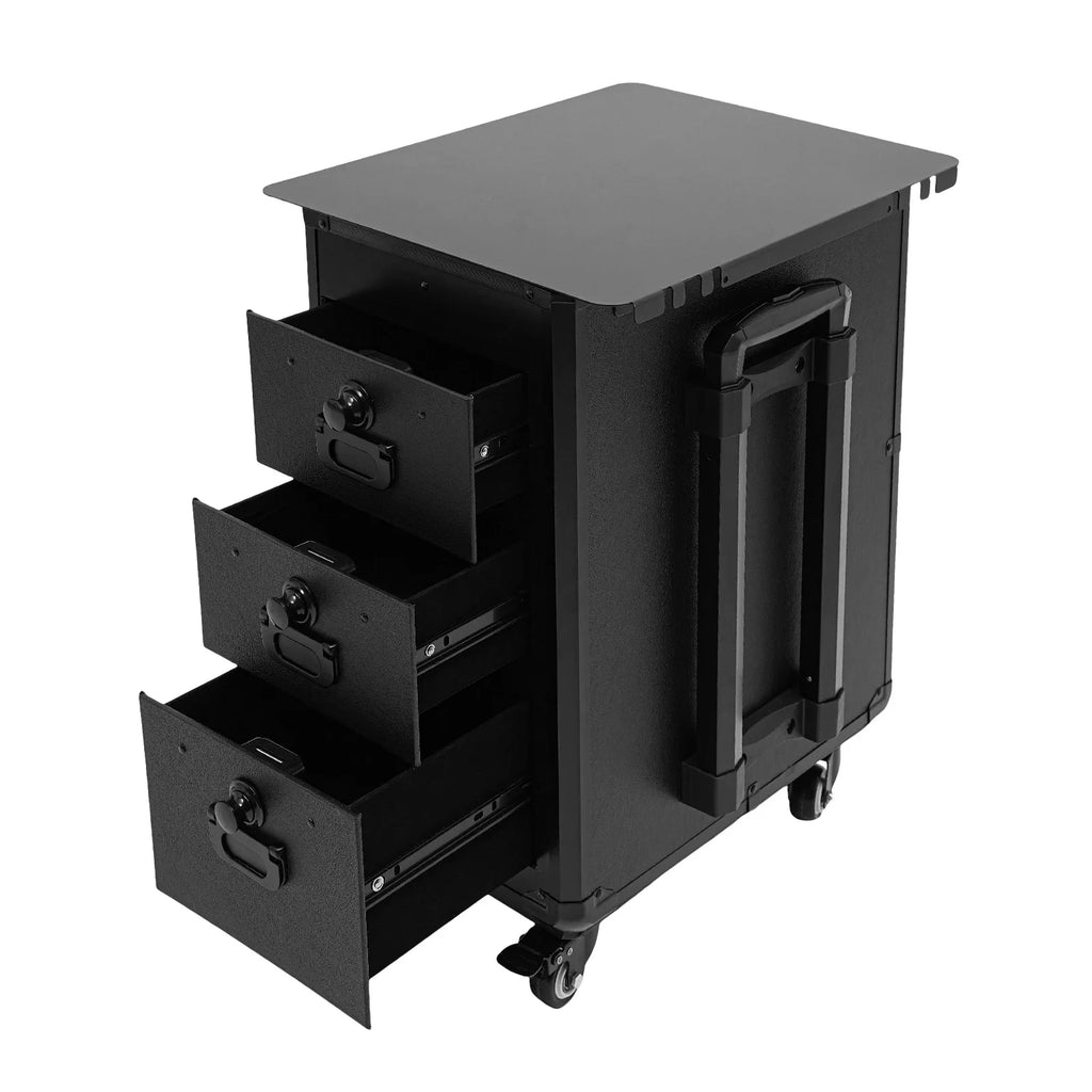 3-Drawer Makeup Train Case with Wheels, Adjustable Pull Rod, Comfortable Handles, Ideal for Organizing Cosmetics
