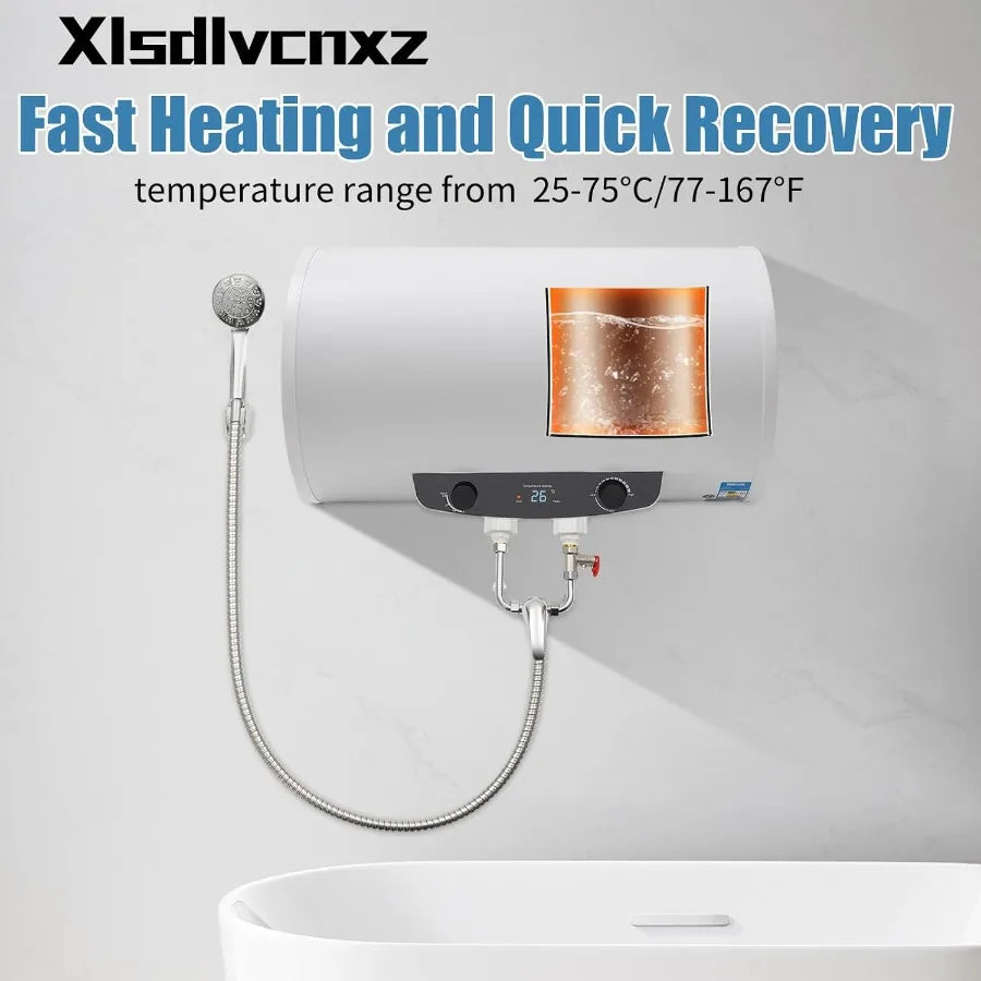 18.5 Gallon Electric Tank Water Heater 1500W Digital Display 110V Wall Mounted for Shower Kitchen Bathroom - Efficient Home Hot