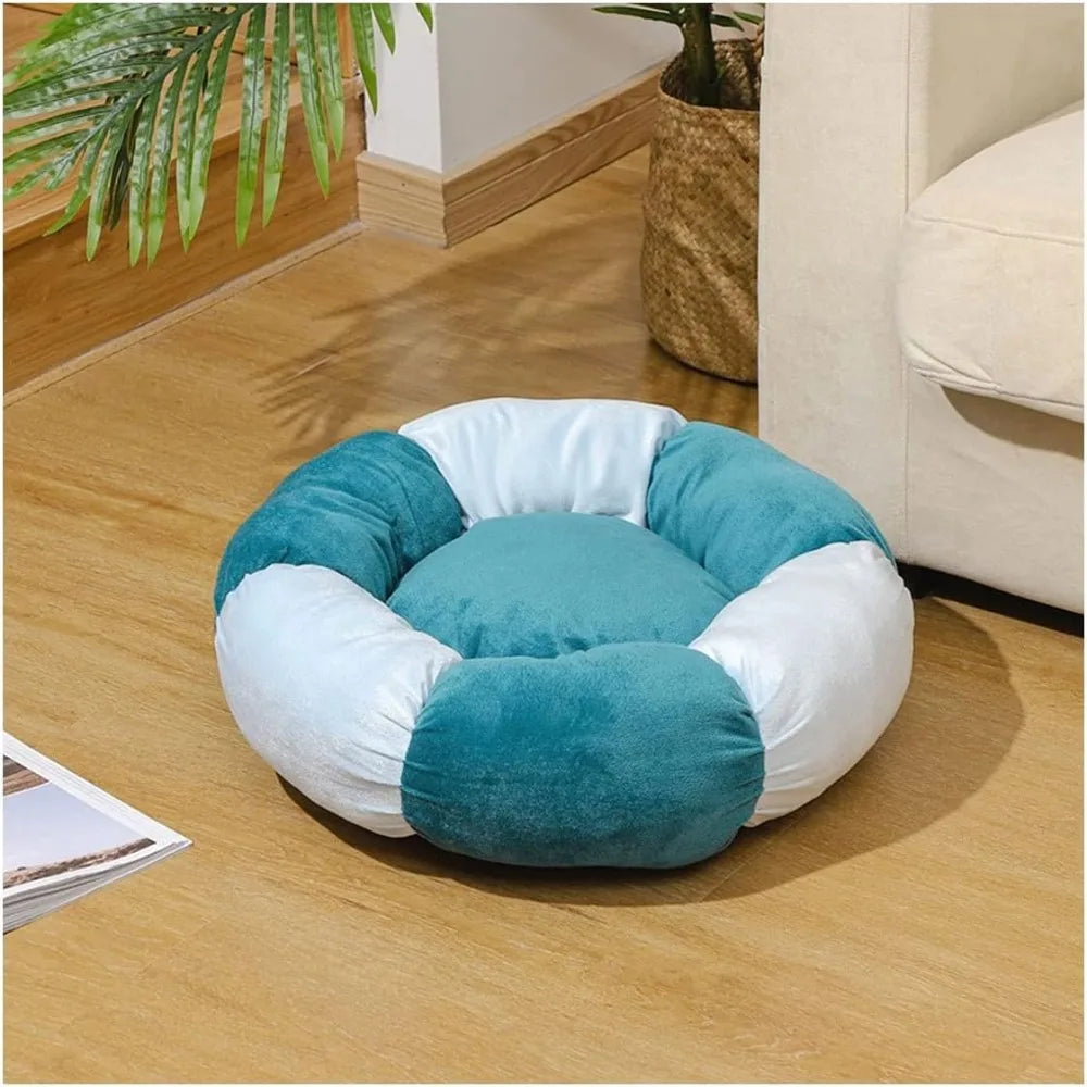 Medium Round Washable Dog and Cat Bed, 40x40cm Cushioned Mat for Warm Sleep, Gray 60cm Nesting Pet Bed
