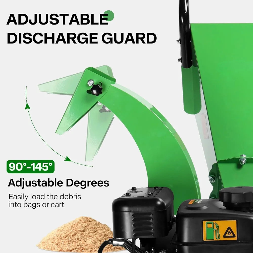 Wood Chipper Shredder, 7HP 212cc Gas Powered Heavy Duty, 3" Max Wood Diameter Capacity, 15: 1 Reduction Ratio