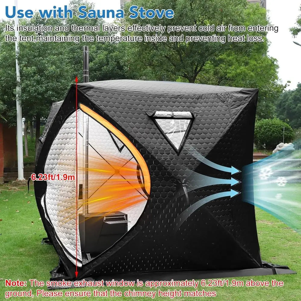 4-Person Outdoor Sauna Tent, 5.91 x 5.91 x 6.23 Feet Dry Sauna Box for Home, Easy Assembly Insulated Tent for Backyard and Campi