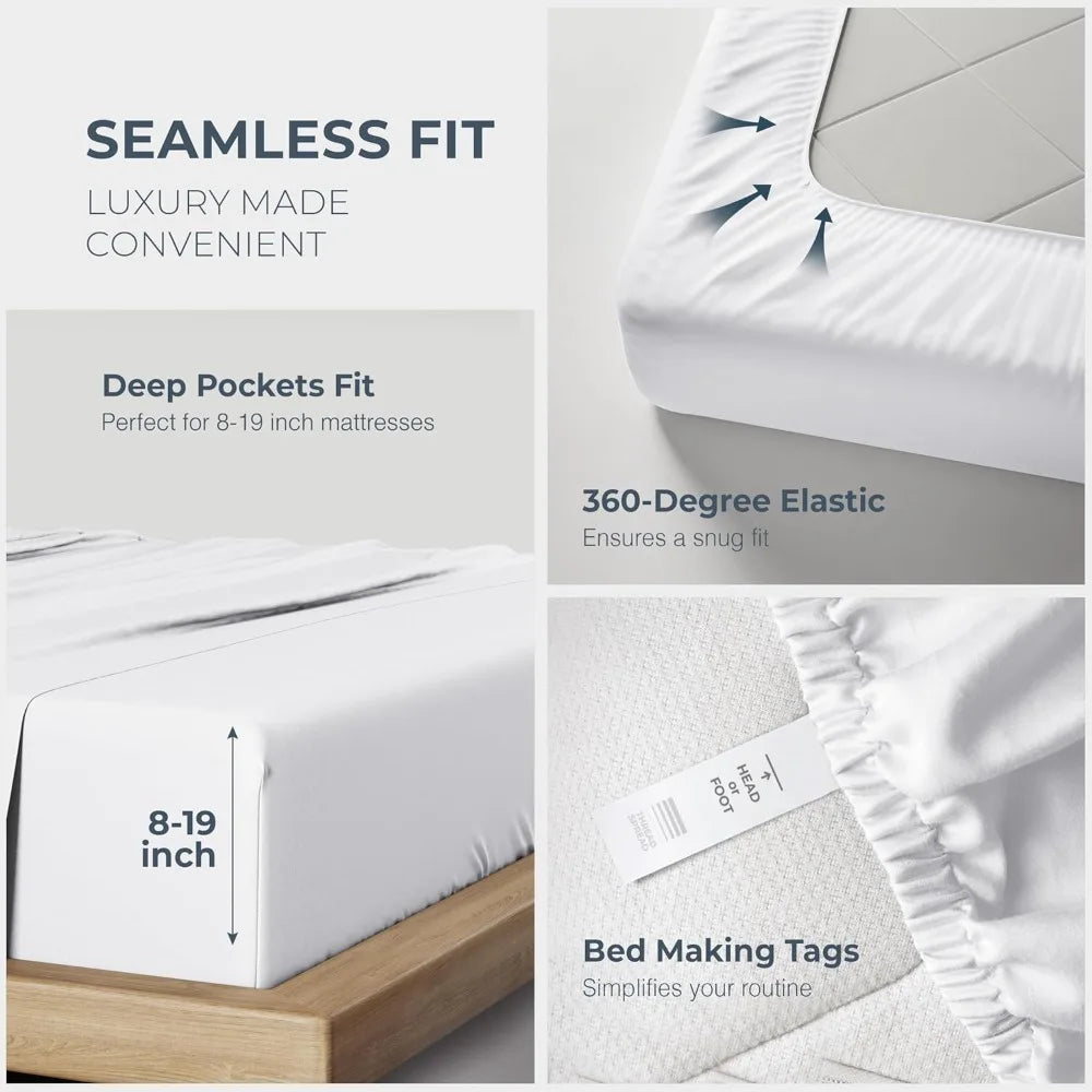 THREAD SPREAD 100% Egyptian Cotton Sheets Queen Size - 1500 Thread Count 4 PC Queen Sheet Set Egyptian Cotton, Sateen Weave Luxu