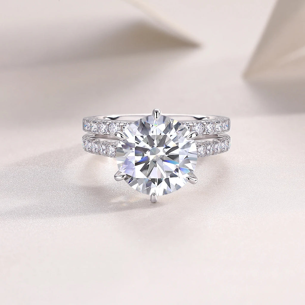 5 carat moissanite ring, 925 sterling silver, suitable for men and women, suitable for parties, Valentine's Day, proposal, engag