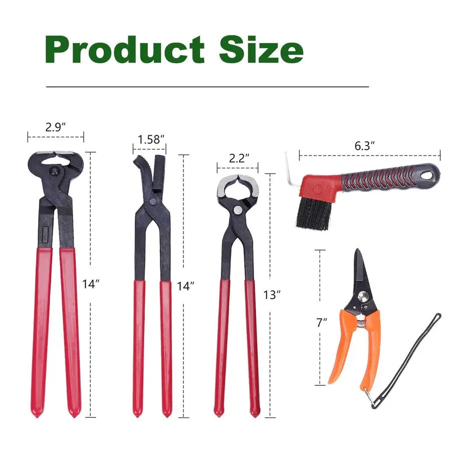 12PCS Farrier Tools Kit Includes Horse Hoof Nipper, Horseshoe Cutting Pliers, Hoof Nail Clincher, Goat Hoof Trimmers Shear, Hoof