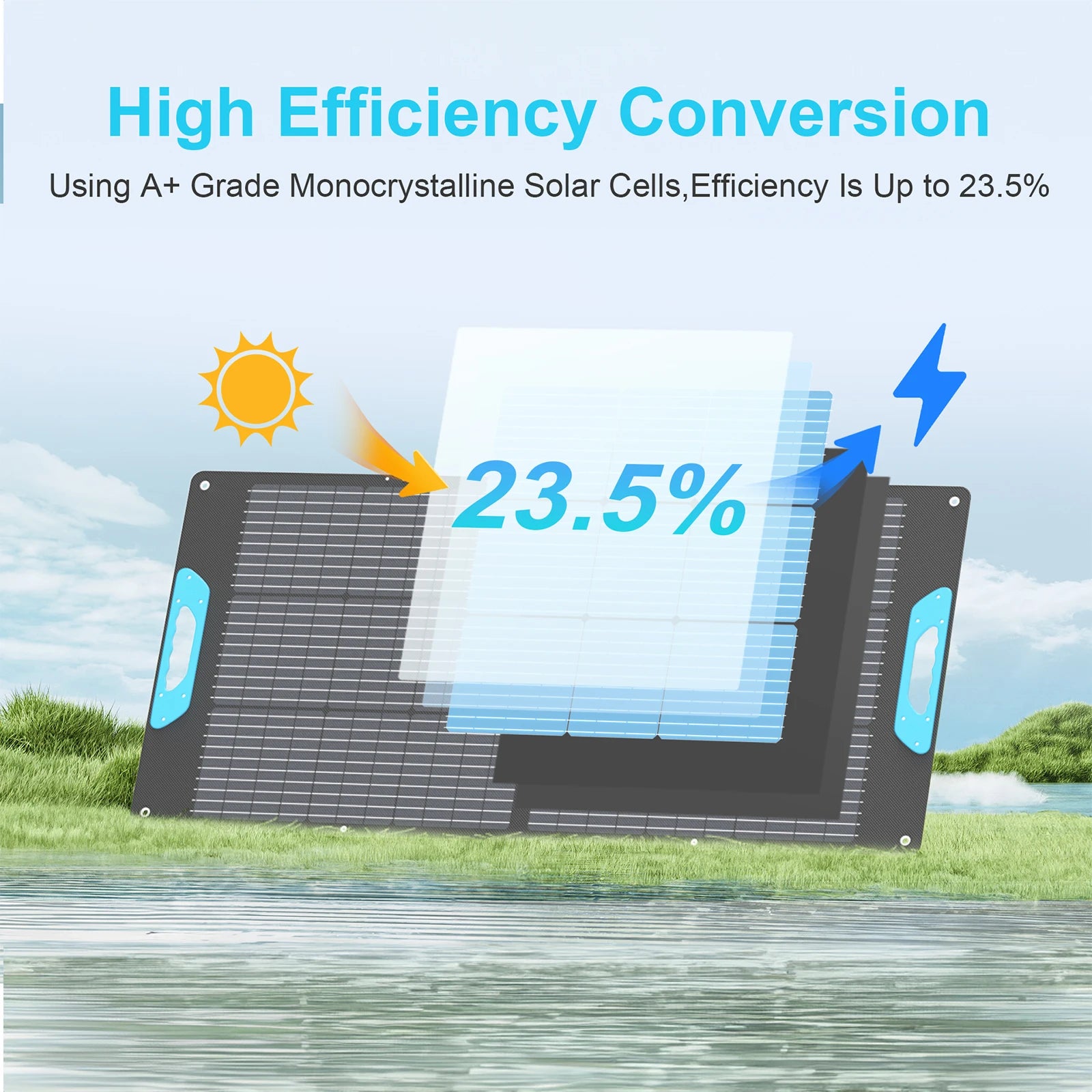 E-POWO 100W / 200W Portable Solar Panel, IP67 Waterproof Foldable Solar Panel Power Backup, Solar Charger for Power Station RV