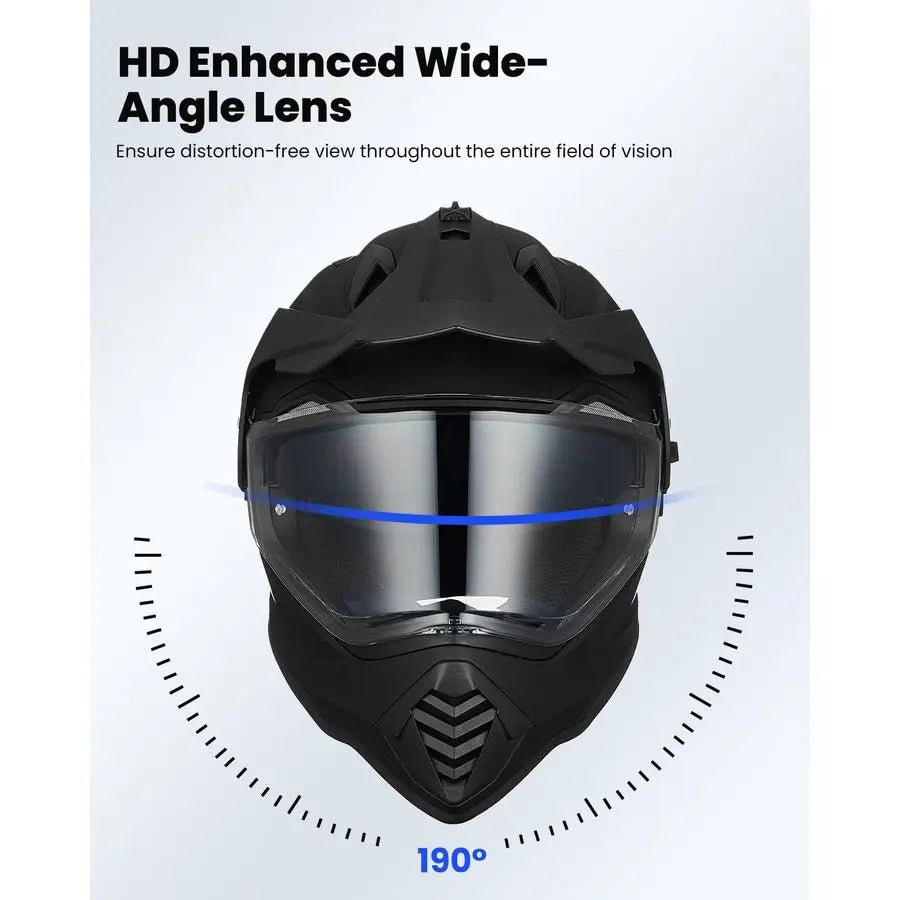 Dual Sport Adventure Motorcycle Helmet with Pinlock Compatible Sun Visor Snowmobile ATV Dirt Bike Off Road Casco Model WS902 Mat