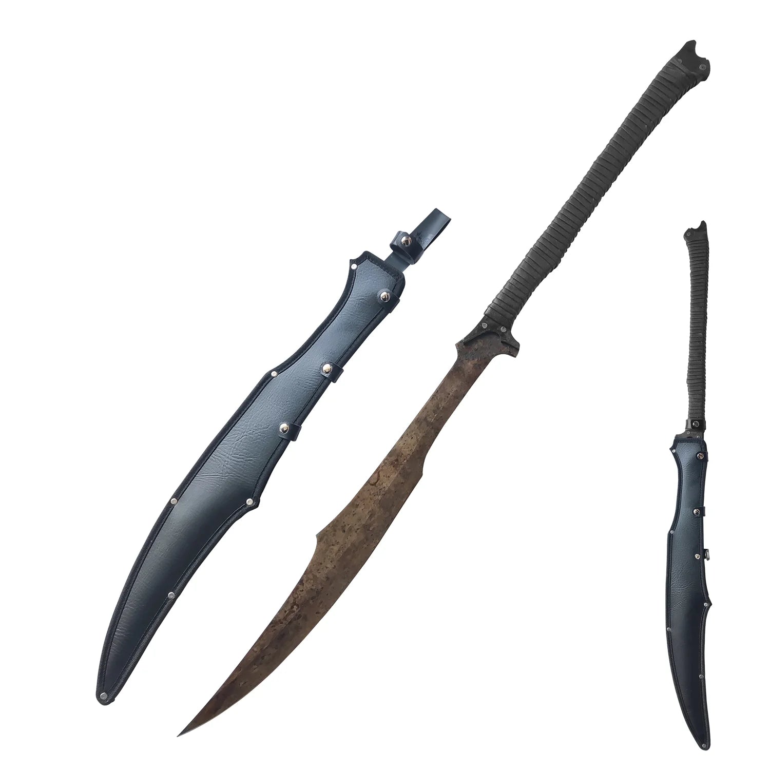 41.3 Inch Full Tang Carbon Steel Sword With Leather Sheath for Practice, Outdoor Use, Collection