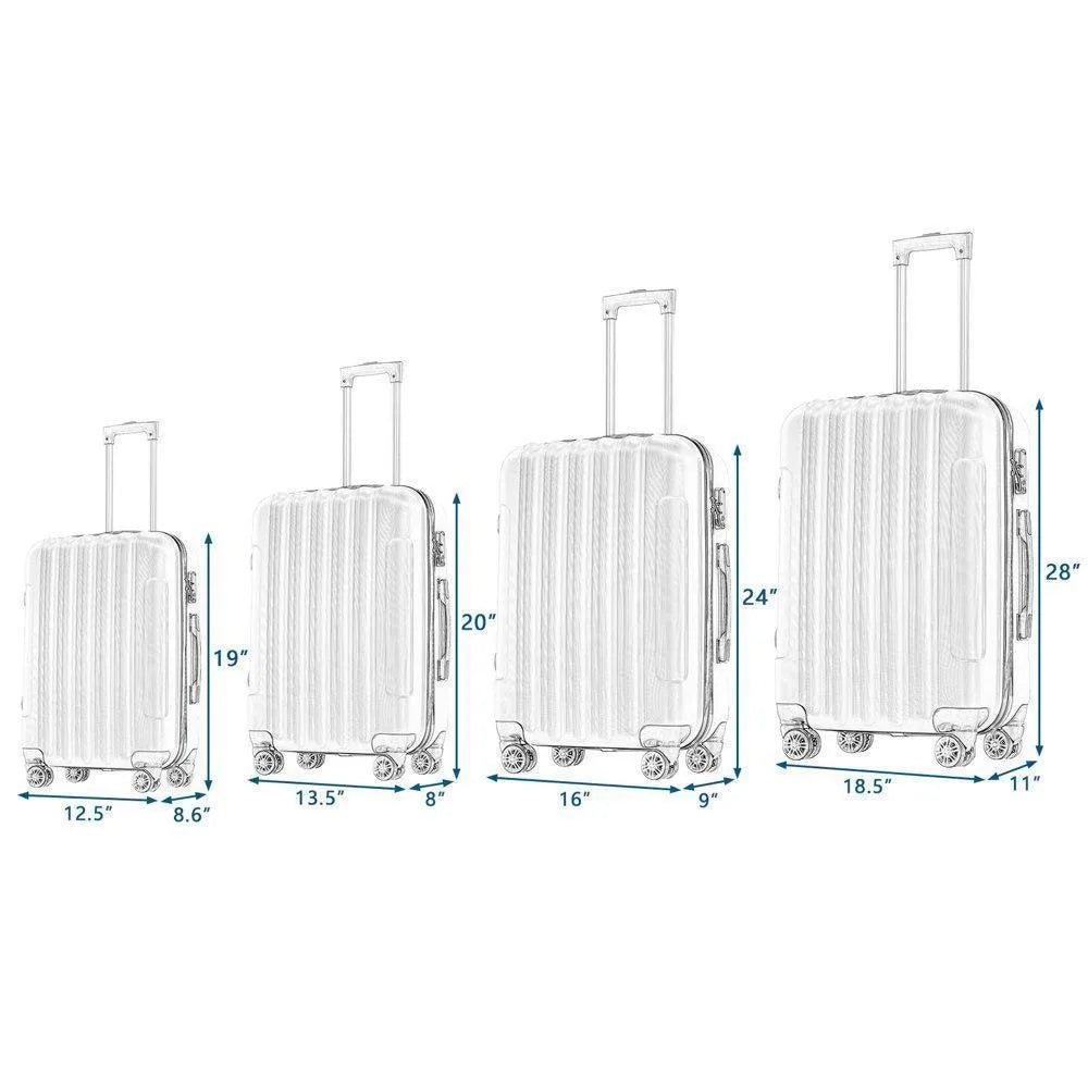 4 Piece Suitcase Luggage Set Hardside Suitcases with Wheels ABS TSA Lock
