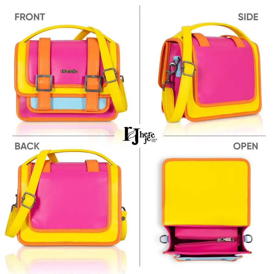 Womens Colorful Crossbody Bag Retro Pop Multicolor Vegan Leather Purse Small Shoulder amp Top Handle Handbag with Adjustable Str