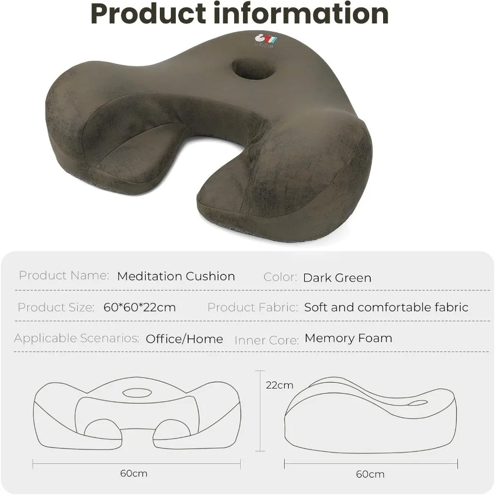 Ergonomic Memory Foam Meditation Cushion and Floor Pillow Set for Comfortable Seating, Alleviating Tailbone and Hip Discomfort D