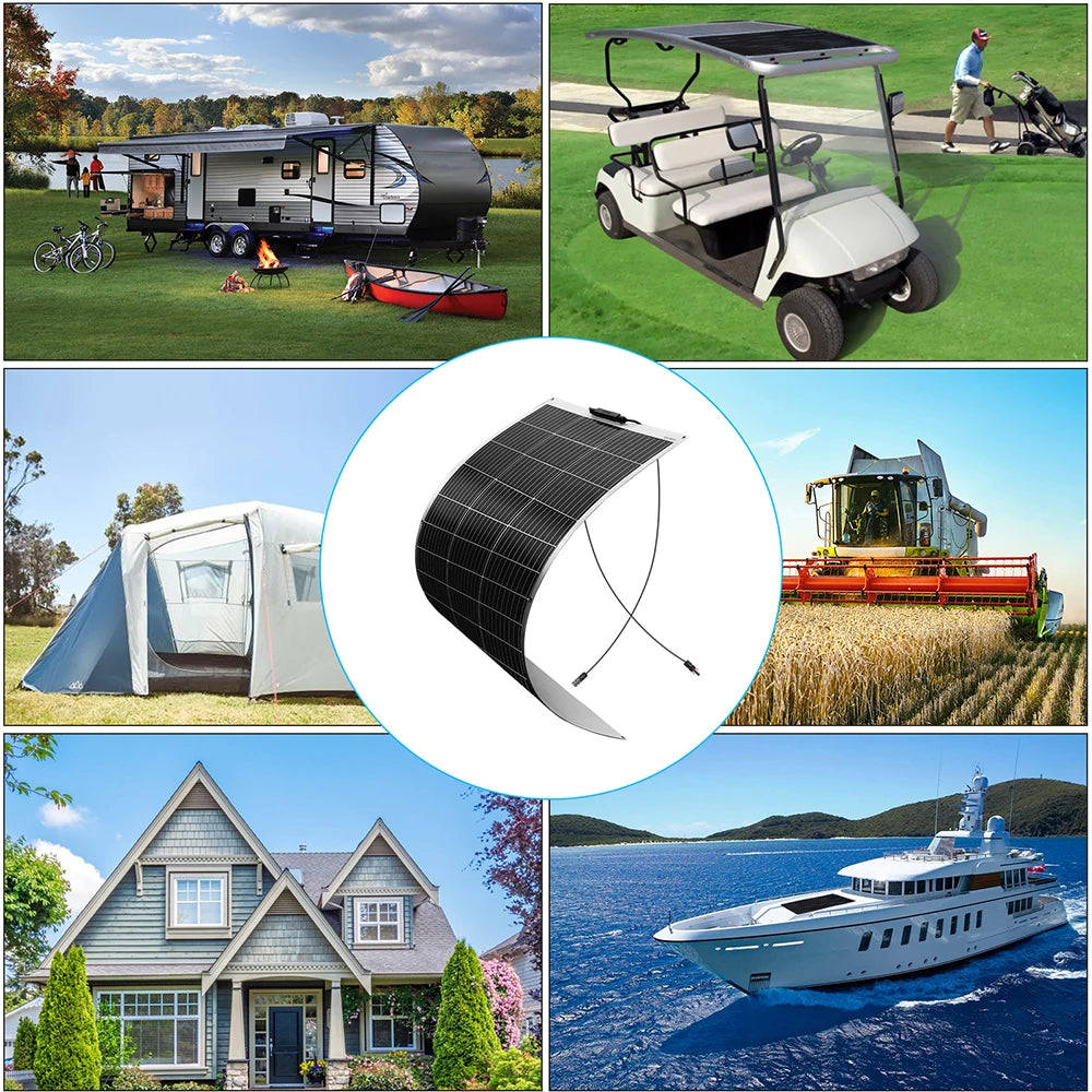1200W 600W 480W 120W 18V Monocrystalline Semi-flexible Solar Panel 1~10 pcs solar plate 120 W choose from) For RV/Boat/Car/Home