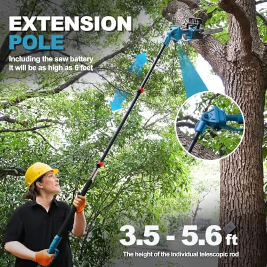 2IN1 Cordless 12 Inch Pole Saw and Mini Chainsaw with 1 Max 20V 6Ah Battery for Efficient Tree Trimming and Branch Cutting Up t