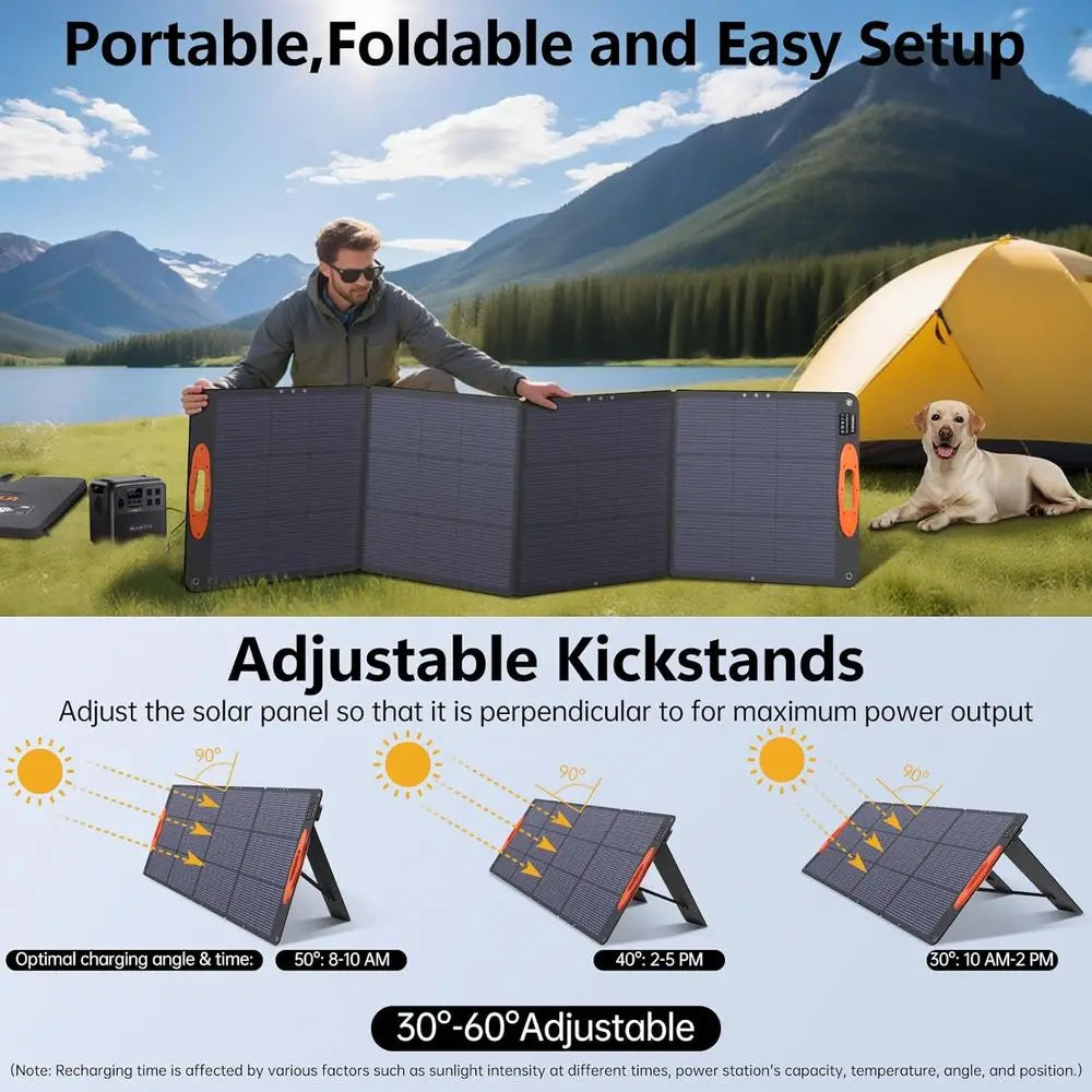 16BB 220W Portable Solar Panel for EF/Jackery/Bluetti/Anker Power Station, IP68 Waterproof Foldable Solar Panel ETFE 25% High Ef