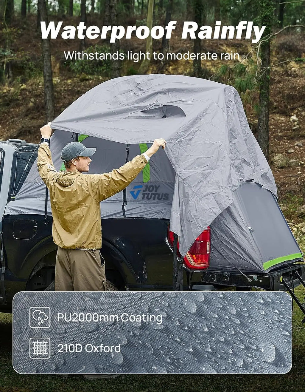 Waterproof Double Layer Truck Bed Tent for 2 Person, Fits 5.5'-5.8' Pickup Trucks, Portable Camping Gear - Green