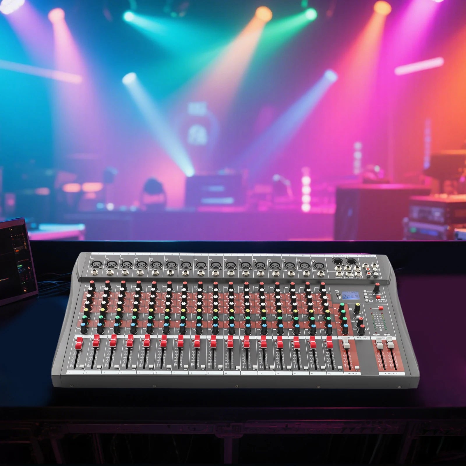 16 Channel DJ Audio Mixer with Bluetooth USB, Studio Audio Sound Mixer Console, Professional Power Mixer