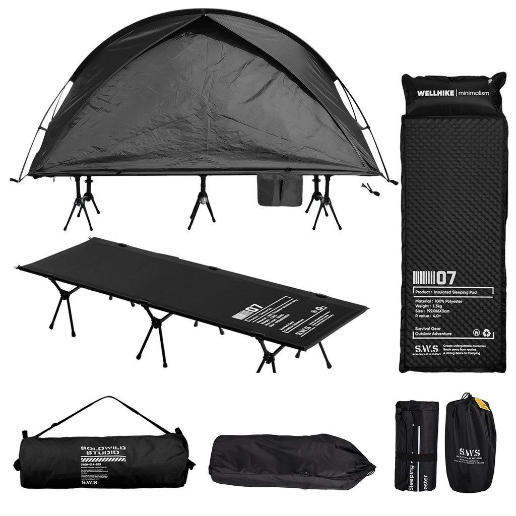 3 Piece Set Marching Bed Outdoor Portable Tent with Storage Bag Portable Off Ground Elevated Tent Fit Camp Backpacking Hiking