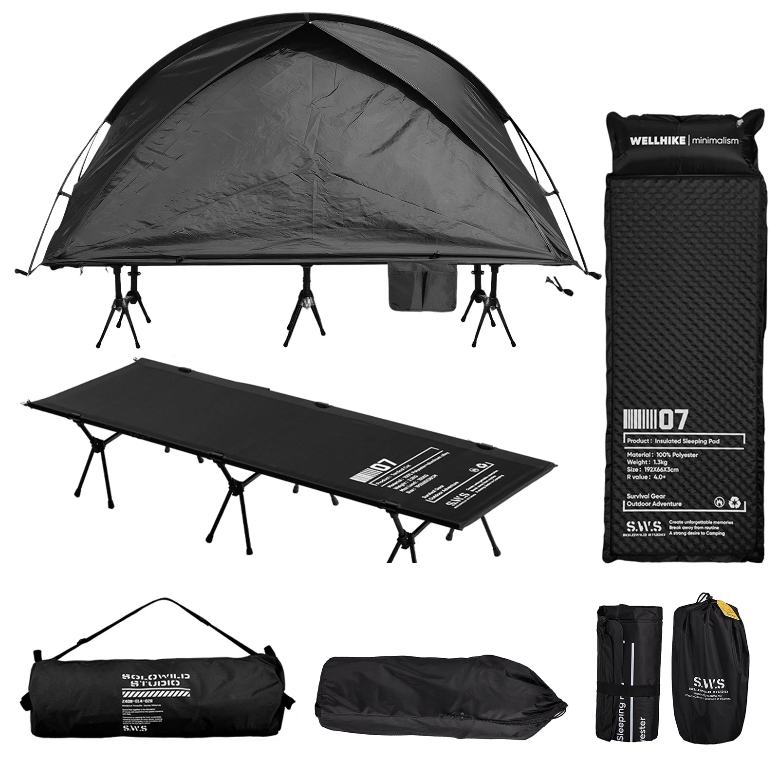 3 Piece Set Marching Bed Outdoor Portable Tent with Storage Bag Portable Off Ground Elevated Tent Fit Camp Backpacking Hiking