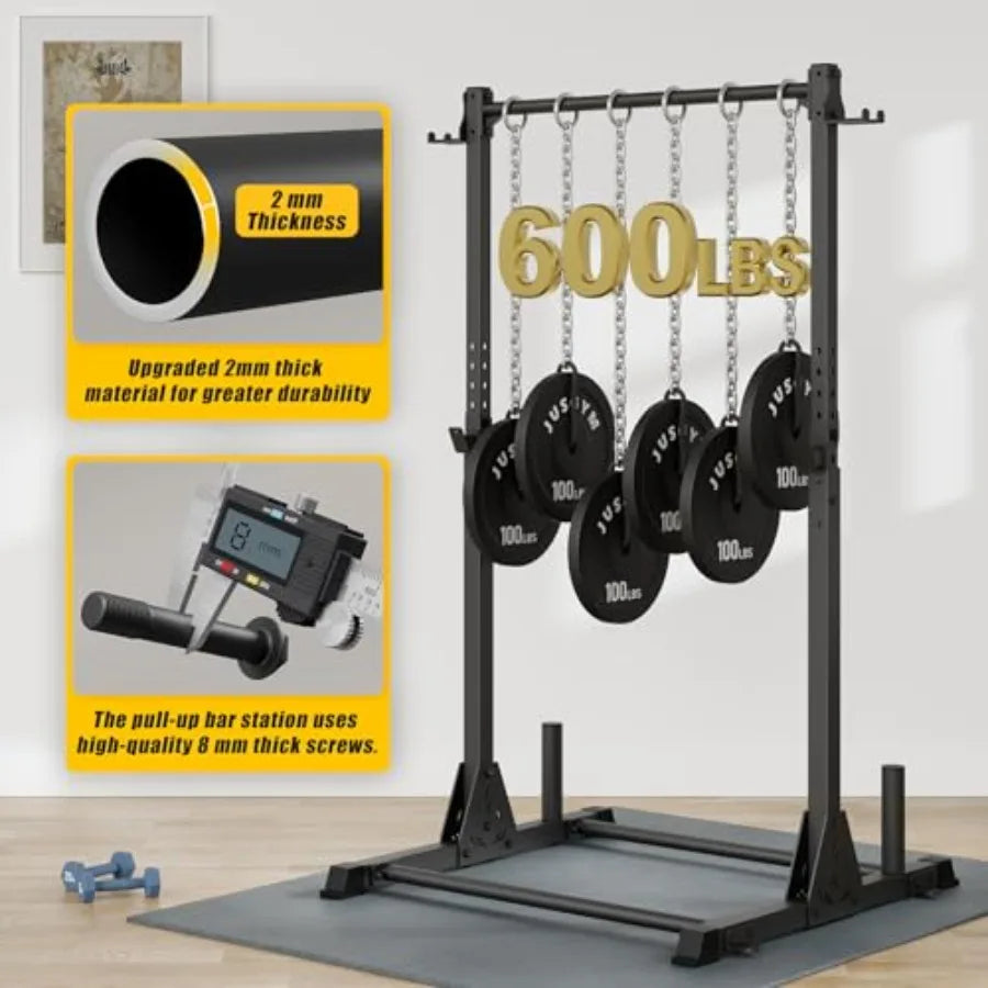 Freestanding Pull Up Bar Stand for Home Gym Outdoor Indoor Strength Training with Adjustable Dip Bars 600lbs Capacity Black