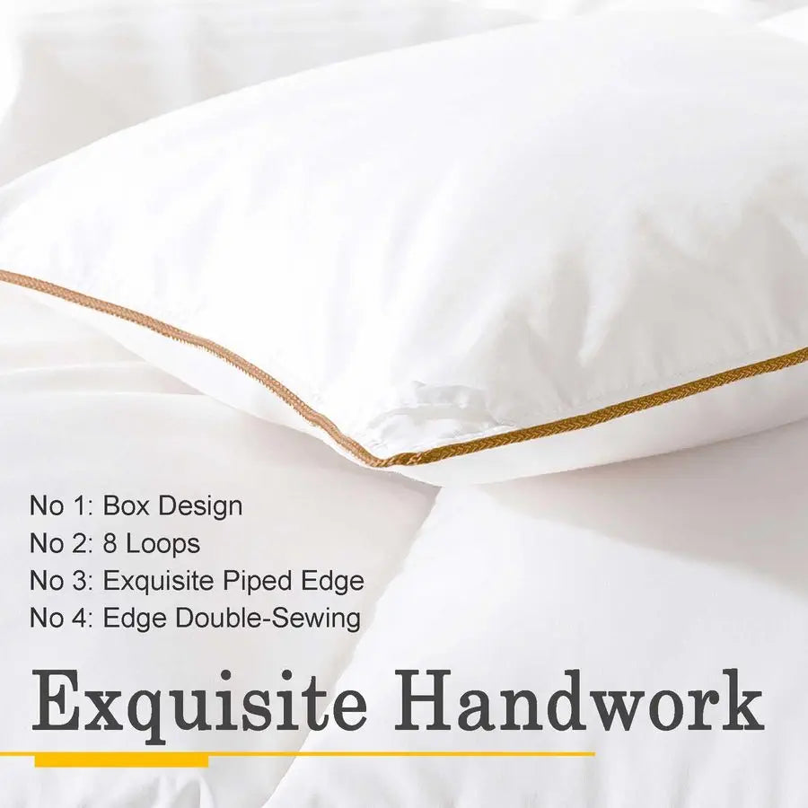 Down Comforter King Size All Season Medium Weight Fluffy White Duvet Insert, Warm Feather Bedding, Soft 100 Cotton Cover, 106x90