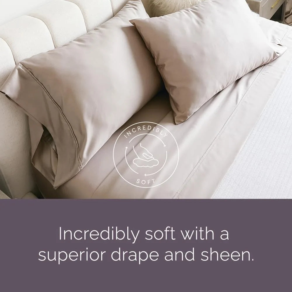 Jennifer Adams 1000 Thread Count Sheet Set – Luxury Viscose from Bamboo Poly Blend Sheets for Ultimate Comfort & Softness, Birch