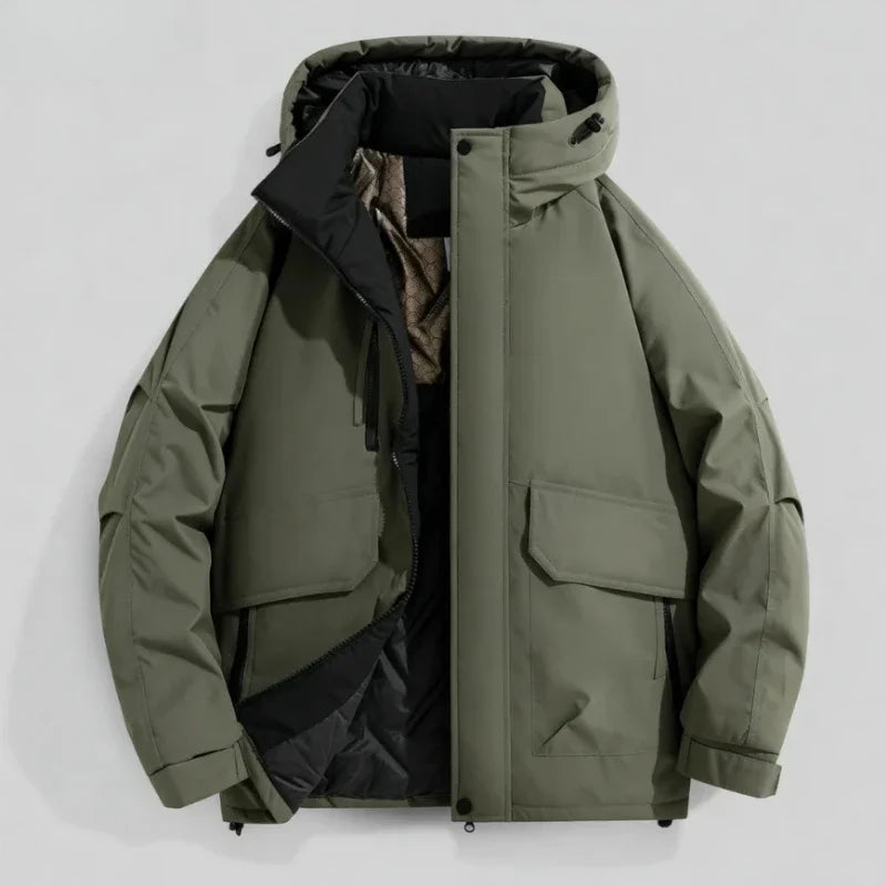 2025 Autumn/Winter New Thickened Fashion Versatile Warm Outdoor Windproof Waterproof Hooded Casual Jacket Cotton Jacket  for Men