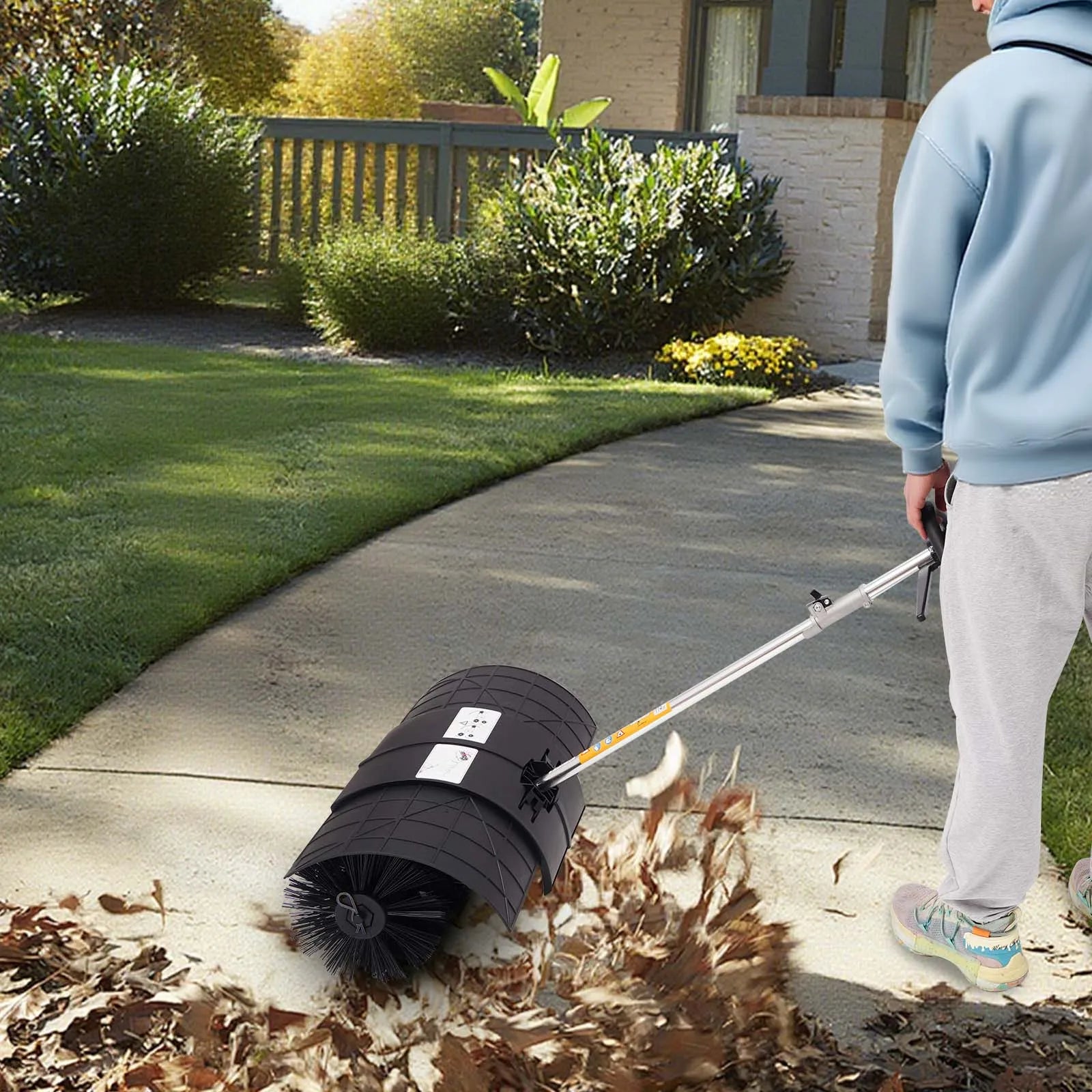 8500rpm Gasoline Powered Broom Sweeper,1700W 52CC 2-Stroke Gasoline Lawn Cleaning Sweeping Machine, Handheld Sweeper