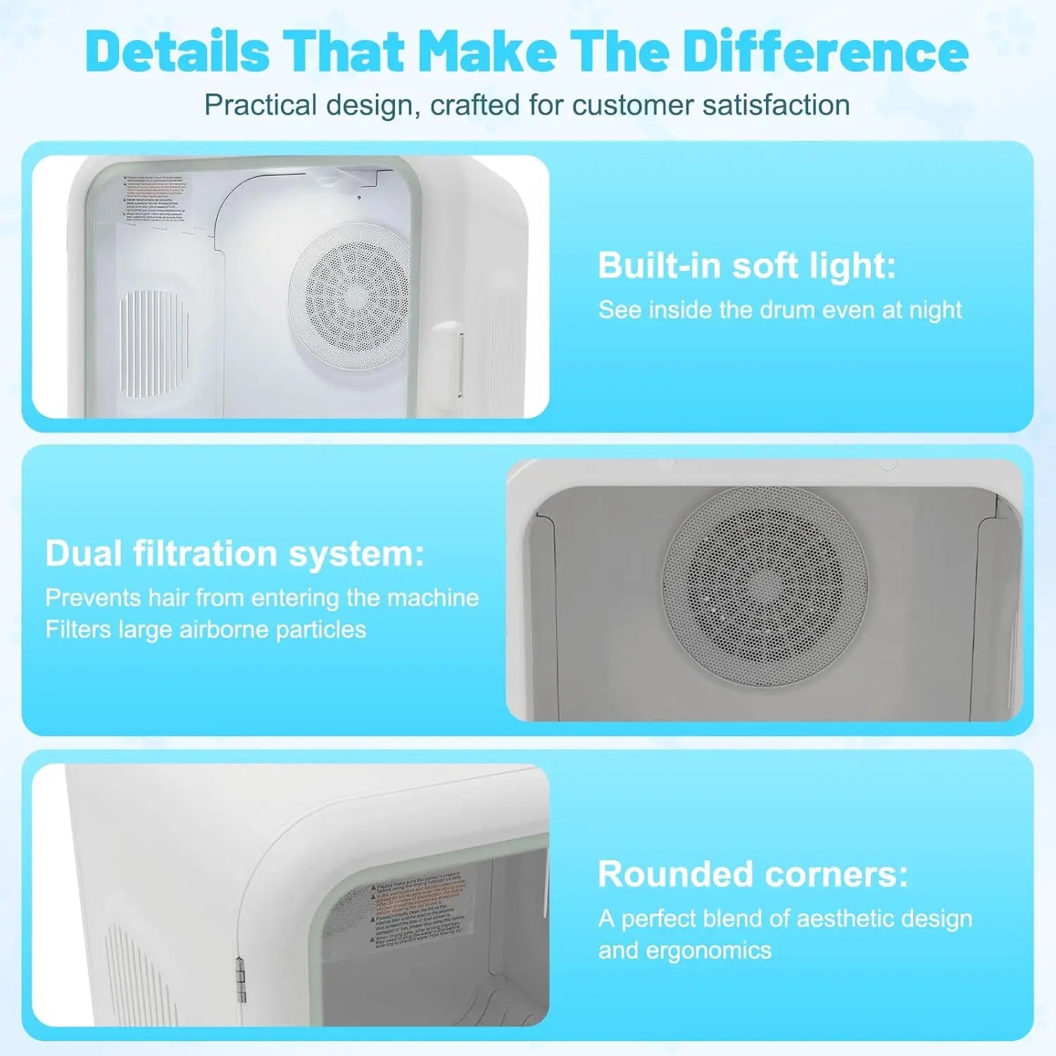 62L Pet Dryer Box for Cats and Small Dogs 【Fastest 15-Minute Drying】, 35dB Ultra Quiet Automatic Cat Dryer Box,, Customized