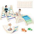 Pikler Triangle Set with Cushion Montessori Climbing Set Indoor Climb Toys Indoor Playground Jungle Gyms 9 Combinations Climbin