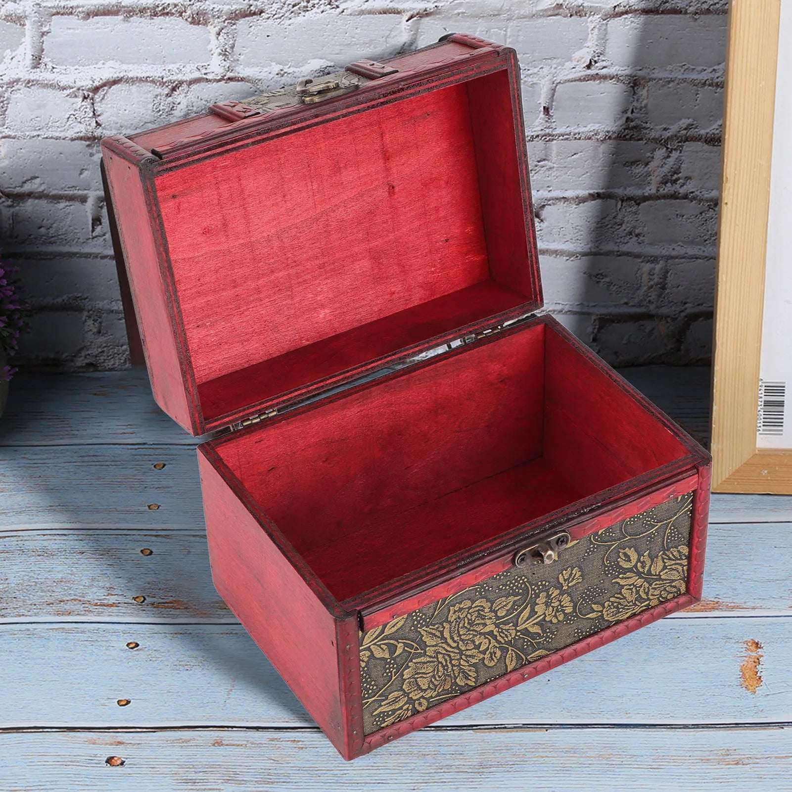 Handmade Vintage Wooden Jewelry Box, Antique Style Storage Chest for Rings, Necklaces, Earrings
