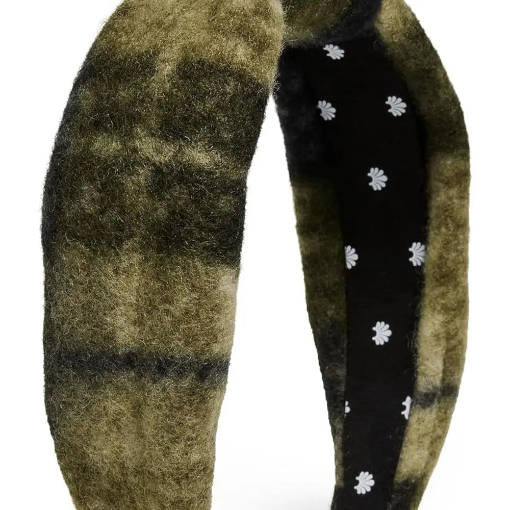 Women's Olive Green Knotted Plaid Headband by Lele Sadoughi, One Size
