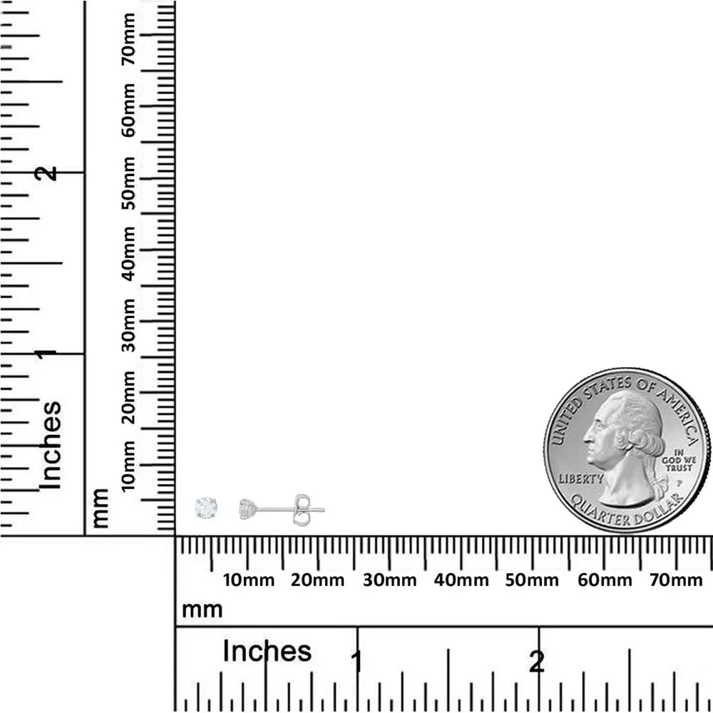 10K Gold Simulated Diamond CZ Round Stud Earrings Set - 3 Pairs, Yellow or White Gold, Long-lasting Elegance