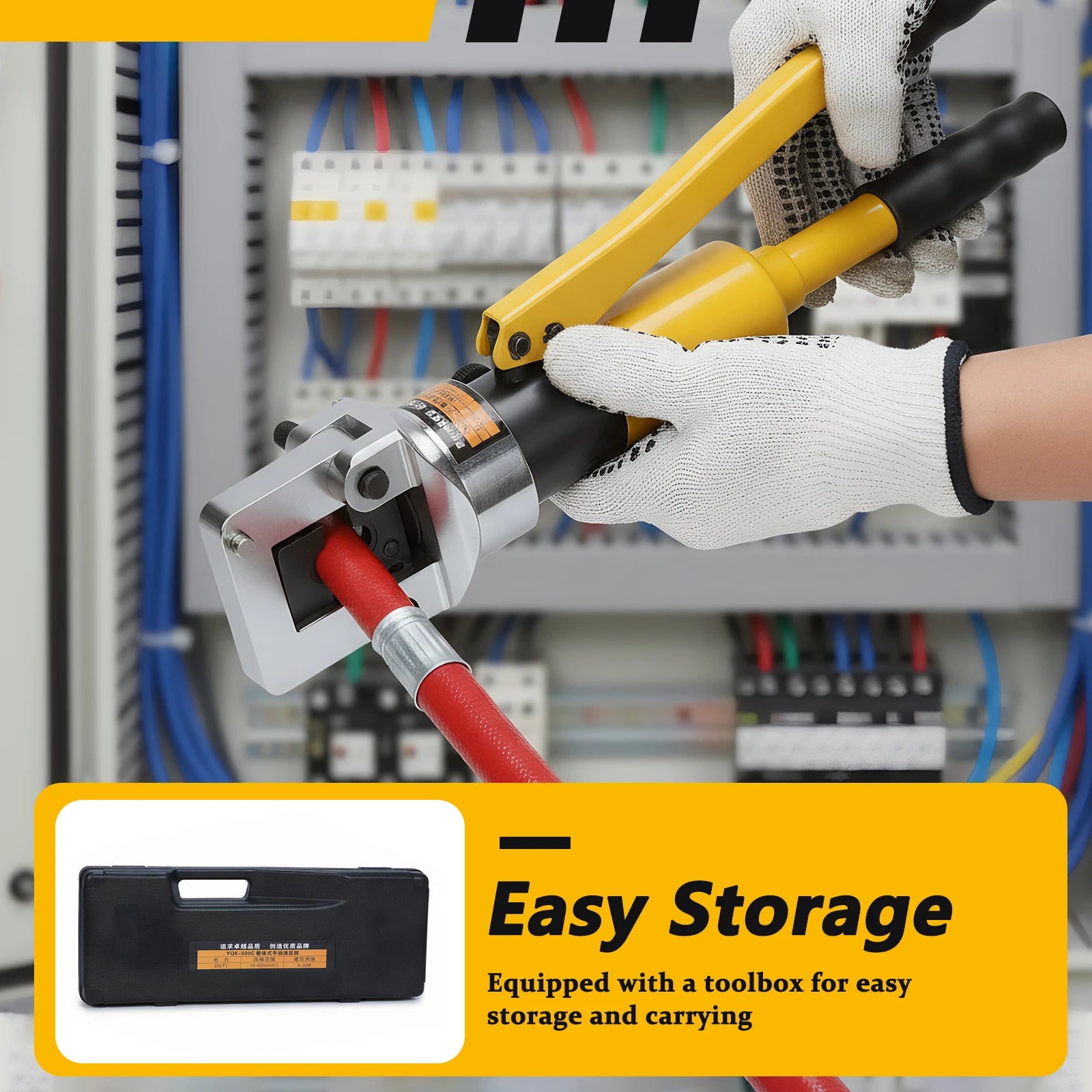 Convenient Cable Crimping Pliers with Toolbox Hand Operated Hydraulic Tool Thicken for Repair/Industrial/Electrical