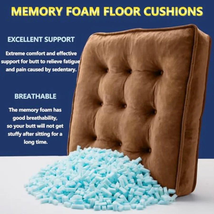 Floor Pillow Set of 4 Memory Foam Meditation Cushion Floor Cushions for Adults Sitting Large Square Seat Cushions for Yoga Livi