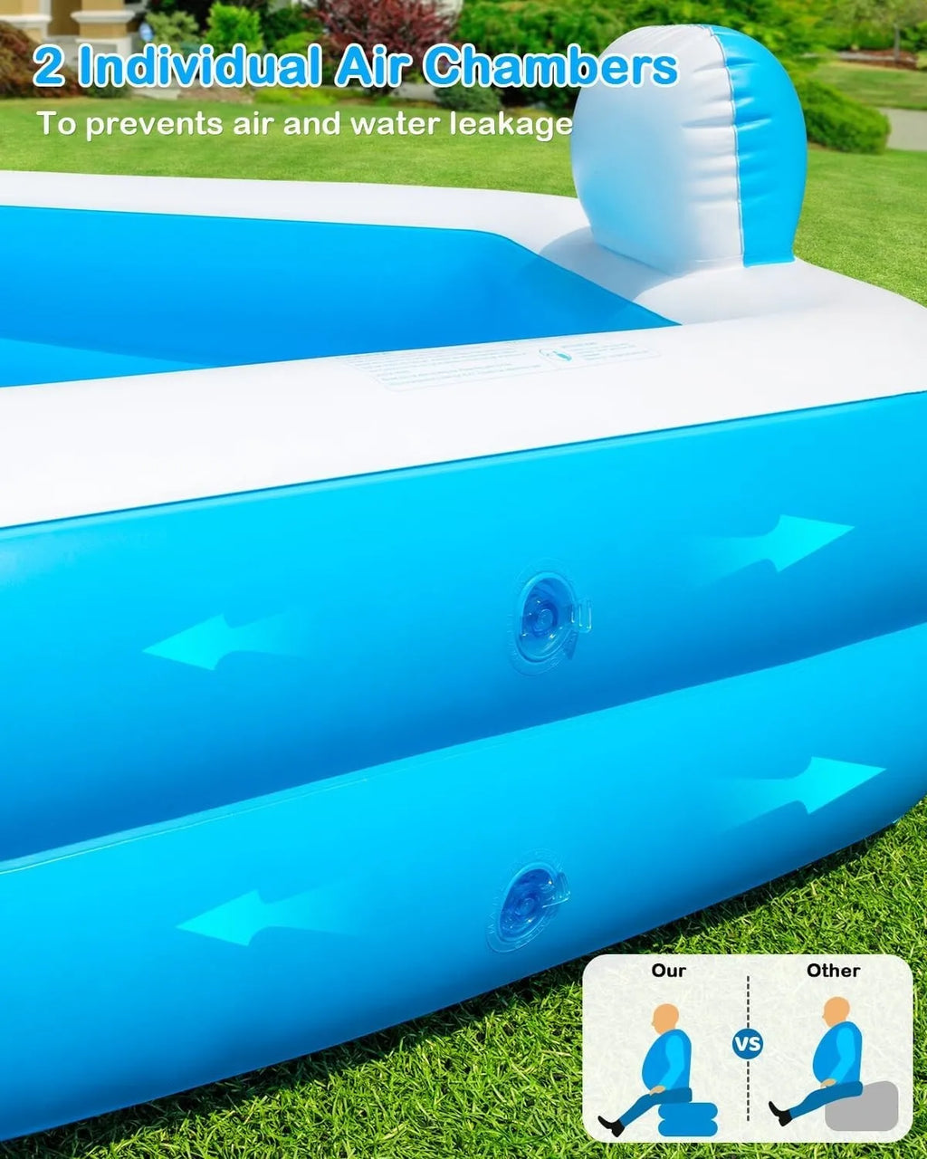 Outdoor Hot Tubs Inflatable Pool for Adults 77 by 71 by 22 Large Blow Up Pool with Pump Oversized