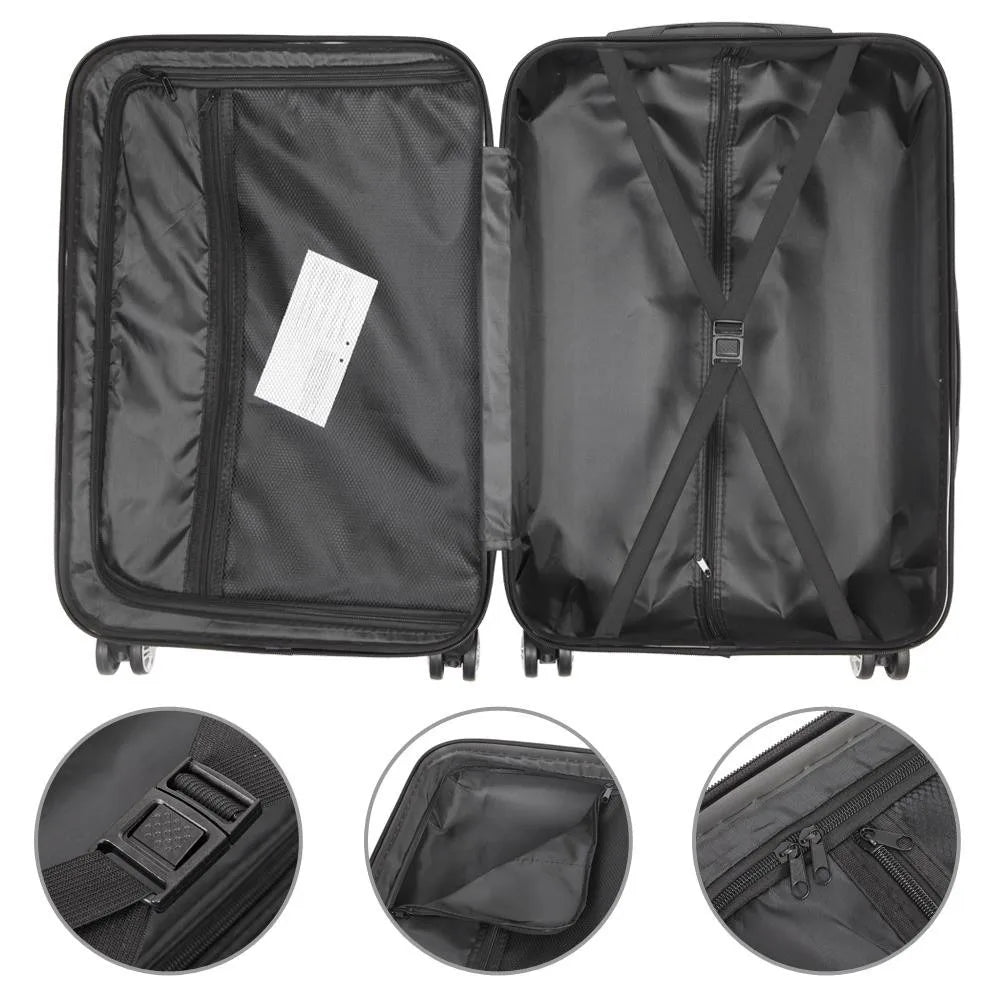 3PCS 20/24/28" Luggage Travel Set Bag TSA Lock Trolley Carry On Suitcase Purple