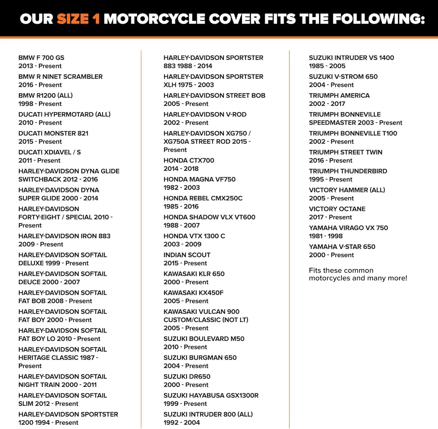 Heavy-Duty Waterproof Motorcycle Cover, 600D Polyester, Fits Up to 96 Inches, All-Weather Protection