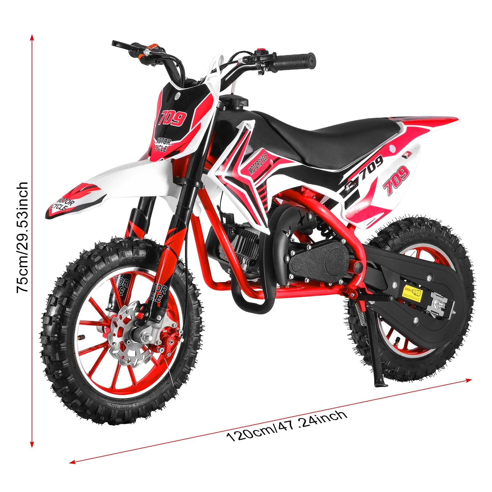 49cc 2-Stroke Kids Dirt Bike, Gas Power Motocross, Off Road Mini Motorcycle, Pocket Motorbike with Front Rear Disc Brakes