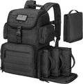 Tactical Range Backpack with Removable Divider, 4 Pistol Cases, Black Medium Rucksack for Shooting