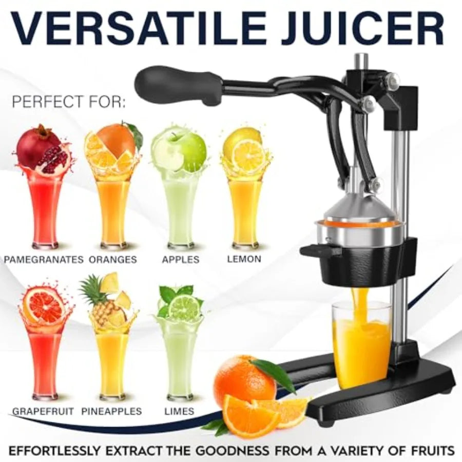 ExtraLarge Commercial Grade Manual Hand Press for Fresh Orange Juice Heavy Duty Countertop Citrus Juicer with Bonus Stainless S