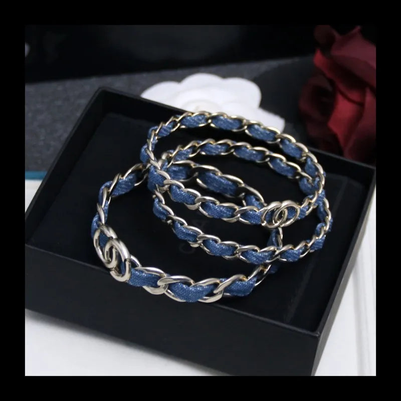 1122 Popular Blue Denim Double C Three-in-one Bracelet Light Luxury Bracelet
