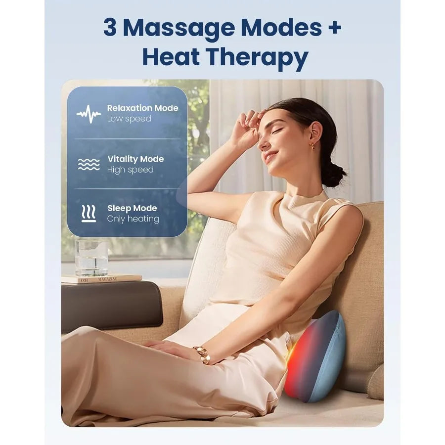 Shiatsu Neck and Back Massager with Heat Neck Massager Pillow with 3D Kneading Deep Tissue Cordless and Portable Soothes Muscle