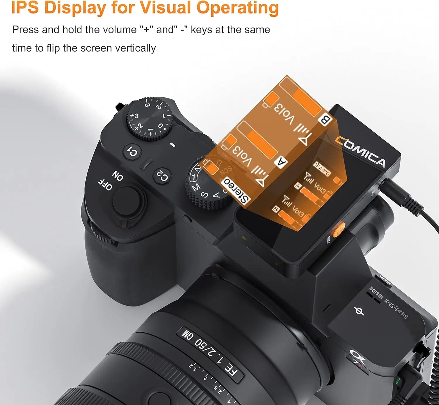 Vimo C3 Wireless Lavalier Mic - Noise Cancelling, Mute, Gain Adjust for iPhone, Android, DSLR, Vlogging