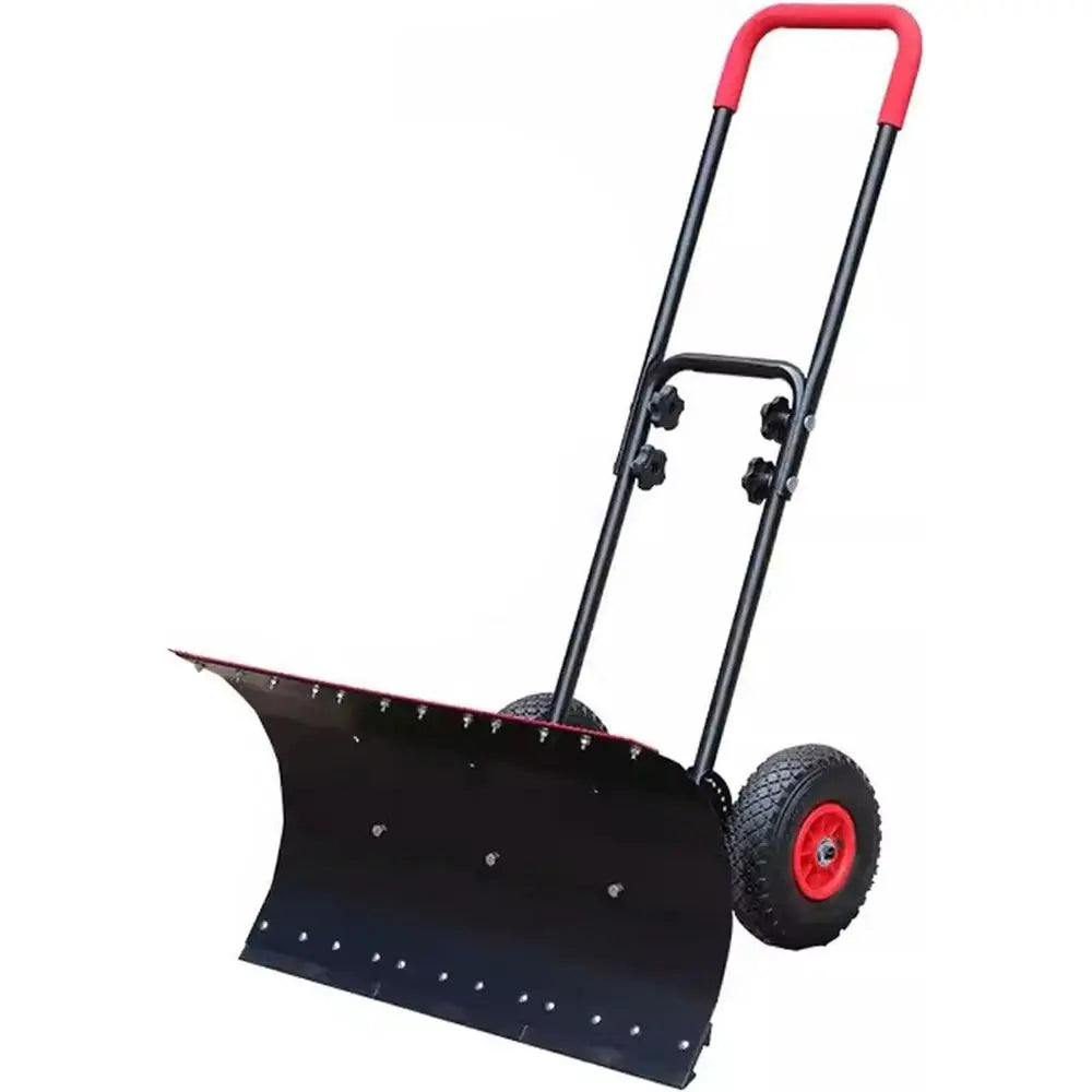 Heavy Duty 39.3 Bi-Directional Snow Pusher with Wheels, Black